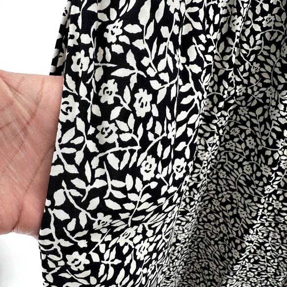 Vintage Carol Anderson Midi Dress Floral Crochet V Neck Tie Waist Black White M - Picture 3 of 6